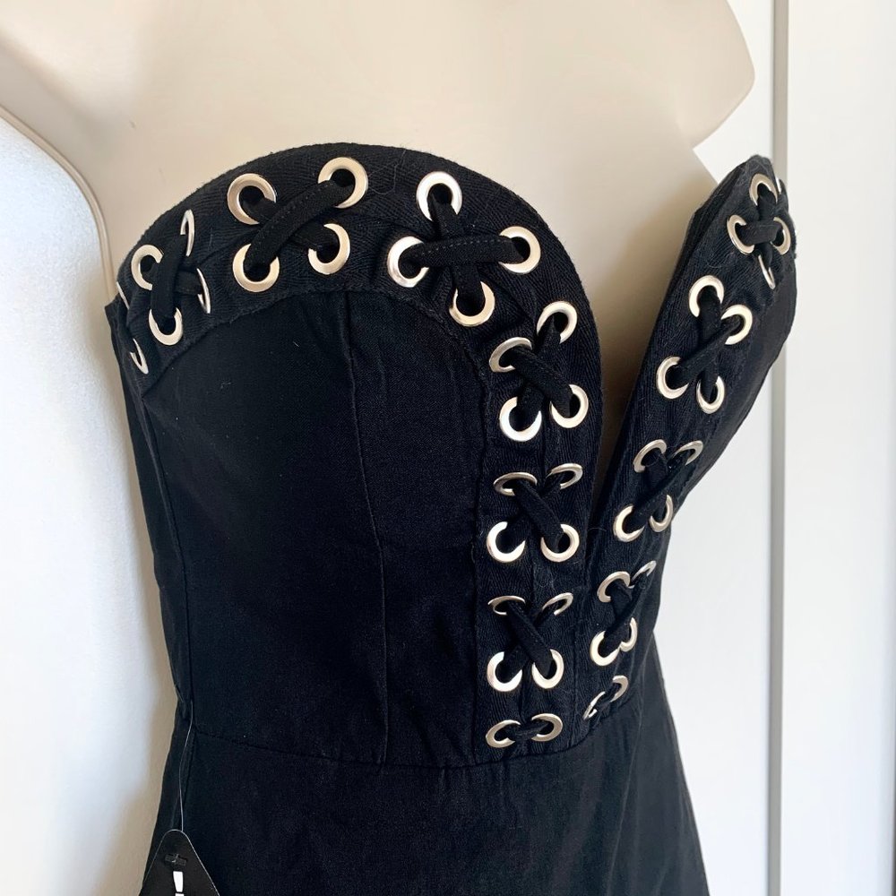 Rare London Black Bodycon Midi Sexy Dress _ 6 - Picture 5 of 7